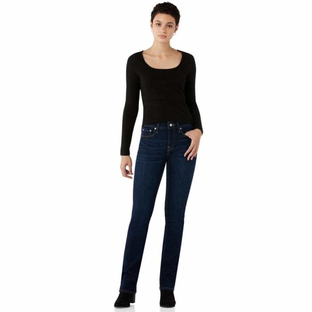 Free Assembly Square Neck Rib Top Women's - Black - SZ M